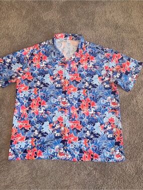 Disney Mickey & Minnie Hawaiian Cruise Button Up Shirt Men’s 2XL Tropical